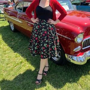 Fervour Chic Black Floral A-Line Skirt - Vintage - Retro